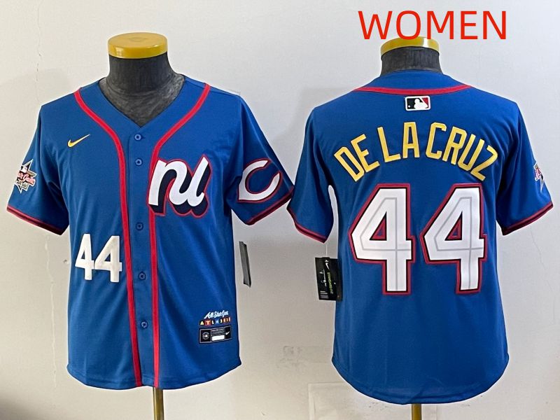 Women 2025 Cincinnati Reds #44 De Lacruz Blue All star Nike MLB Jersey style 04->women mlb jersey->Women Jersey